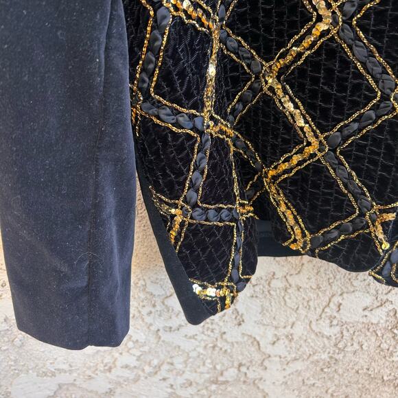 VTG Susan Graver Velvet Sequin Jacket Size Medium - Picture 5 of 5